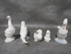 Five assorted Nao animal figures
