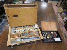 Two vintage travelling artists sets
