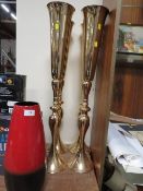 A John Rocha vase together with four tall gilt metal vases (5)