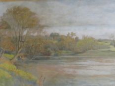 Two framed and glazed watercolours, comprising H FOSTER NEWEY - sheep grazing by a river, signed