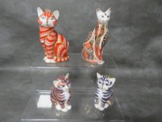 Four assorted Royal Crown Derby cat figures