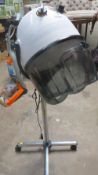 A Homcom floor standing salon type hooded hair dryer