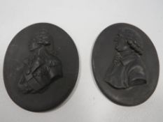 Two Wedgwood style basalt plaques - Josiah Wedgwood and Admiral Nelson