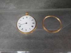A 18k gold open faced manual wind fob watch A/F approx weight 33g