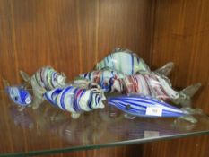 Eight assorted end of day style glass fish