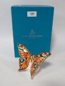 A Royal Crown Derby collectors guild peacock butterfly paperweight with gold stopper in original