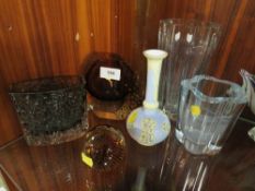 A selection of assorted studio / art glass vases to include signed examples