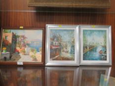 Three oil paintings comprising a Neapolitan scene and two Parisian scenes