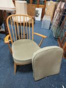 A blonde beech 1970s Ercol Windsor armchair / lounge chair, model 203