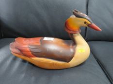 A hand painted and carved study of a Grebe, limited edition 206/2000 A/F