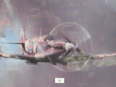 A Barrie Clark framed Spitfire print