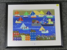 GORDON BARKER (XX-XXI) A framed and glazed painting entitled 'Sunset At The Harbour'