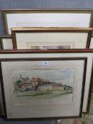 A quantity of assorted paintings, mostly watercolours, to include Ernest C Horton PRBSA 'Old