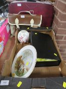 A small quantity of ceramics together with a vintage Samsonite bag and a satchel