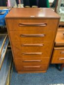 A mid-century teak G-plan six drawer chest
