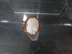 A 9 carat rose gold cameo ring approx weight 5.5g