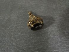 A hallmarked 9 carat gold smokey quartz fob height 3.5cm approx weight 6.7g