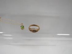 A small hallmarked 18 carat gold five stone diamond ring approx weight 1.8g together with a 9k