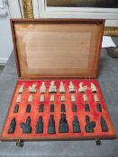 A cased chess set