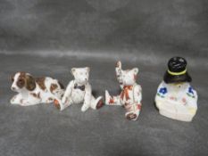 A Royal Crown Derby Collectors Guild paperweight Scruff with gold stopper together with two teddy