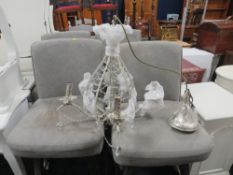 A large modern silver chandelier - ex shop stock, may have damage