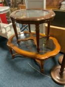 two modern occasional glass top tables