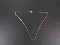 A hallmarked 9 carat gold necklace approx weight 2.6g