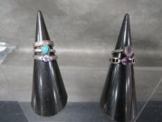 Five vintage silver dress rings