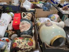 Three trays of mixed collectables to include large vases, Aynsley, Royal Winton etc