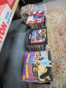 Four trays of assorted LP records to include Eddie Grant and Dire Straits etc