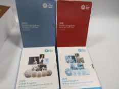 Royal mint, brilliant uncirculated annual coin sets 2015, 2017, 2019, and 2020 (4)