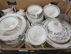 A tray of Royal Doulton Almond Willow dinner ware