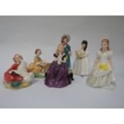A collection of six Royal Doulton figures to include Carrie, picnic and home again