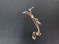 A hallmarked 9 carat gold chain with pendant stamped 375 approx weight 2.5g