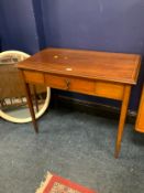 An antique mahogany inlaid single drawer side table