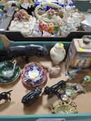 Two trays of assorted ceramics to include Beswick Labrador etc