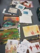 A large collection / portfolio of student drawings, to include many examples of horses