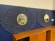 A pair of modern metal mirrors. (2)
