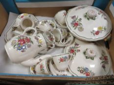 A tray of assorted Copeland Springtime tea and dinner ware