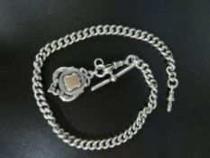 A hallmarked silver albert watch chain and fob approx weight 64.9g