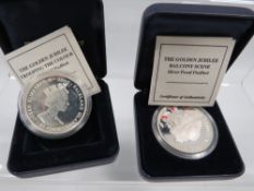 Falkland Islands 2002 silver prof piedfort 50 pence coins x 2, in fitted cases with COA's