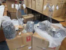 Two boxed chrome chandeliers - contents not checked