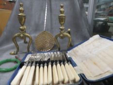 A tray of collectables to include a jade style bangle etc