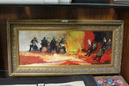 Frederick John England - an oil on board depicting an orchestra