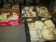 Five trays of assorted ceramics to include vintage tea and dinner ware