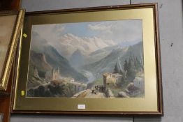 Continental school, a framed and glazed Alpine chromolithograph