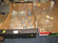 Three trays of assorted glassware