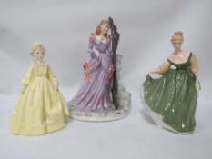 A Royal Worcester figurine Secret Garden together with another and a Royal Doulton figurine (3)