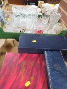 Two trays of assorted crystal glass to include Stuart crystal and Brierley examples