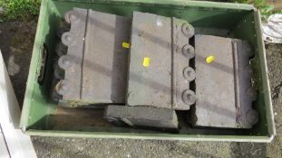 A tray of black terracotta Victorian edging stones